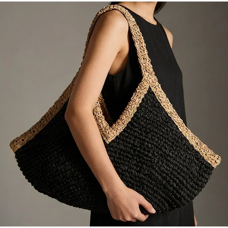 夏の新作手織りハンドバッグ大容量ビーチバケーションショルダー - Beach Bag Straw のレビューと価格
