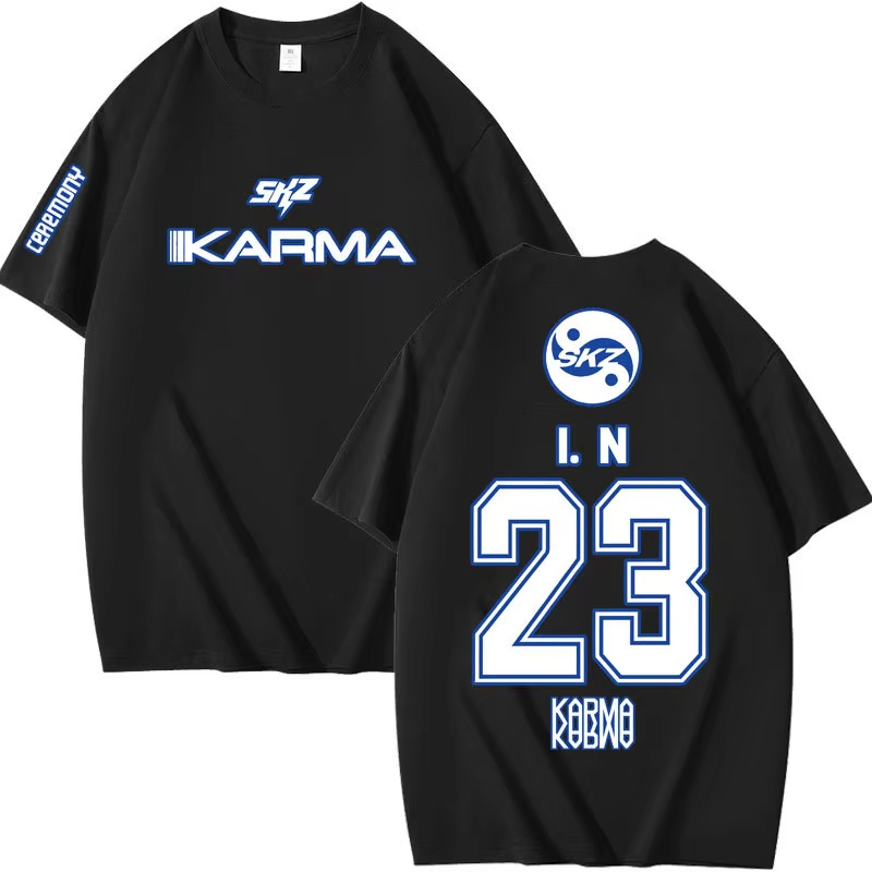 人気 Kpop KARMA 半袖 Tシャツ女性男性原宿トップ - Summer Clothing Aesthetic のレビューと価格