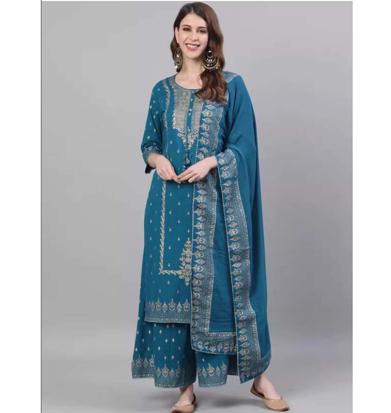 春夏 インド民族風 100% コットン プリント ネイビーブ - Summer Clothing India のレビューと価格